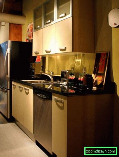 ретро-малък кухненски дизайн-идеи-а-малък кухненски бокс-дизайн-в-неръждаема стомана и черно-контра-отгоре-дизайн-а-ретро-дизайн-на-а-модерна къща-интериорни- а-малка къща-дизайн-с-малка-готвене-пространство