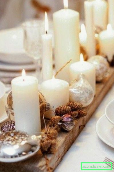 Дървена свещ на масата
