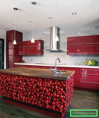 Удивително-червено-кухня-интериорни-съвременен дизайн, вдъхновен от идеите--с-шик-кухня-плота-ли-червени кухни